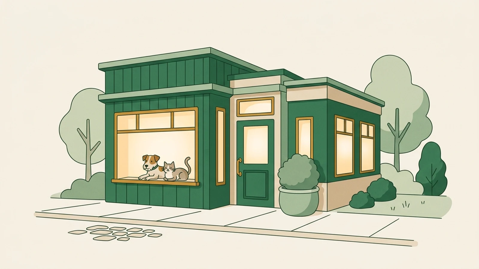 Illustration af en dyreklinik